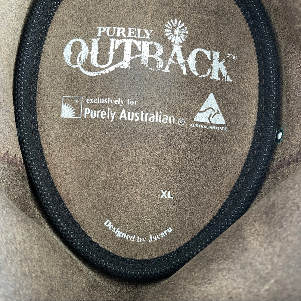 Purely Outback Jacaru Brown Leather Australian Outback hat XL braided cowboy - Picture 6 of 7